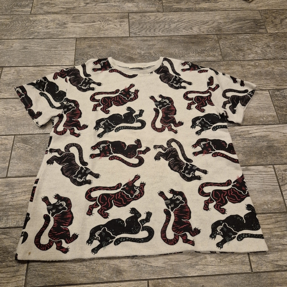 Zara Trafaluc Tiger Panther Print Oversized Sweatshirt Top Large